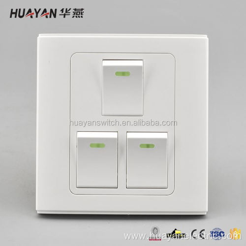 White 3 Gangs 1 Way Light Wall Switch